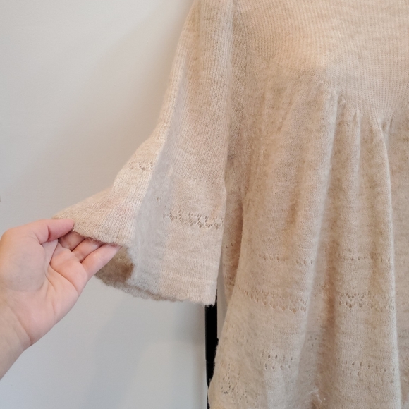 Anthropologie Feather Bone Whitby Bell Sleeve Sweater Merino Wool Alpaca Women - Picture 5 of 15